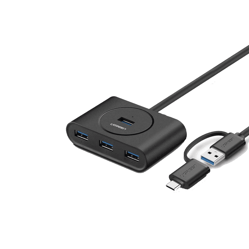 UGREEN USB-C & USB-A 3.0 to 4-Port Hub 1M Black – CR113