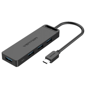 Vention Type-C to 4-Port USB 3.0 Hub with Power Supply Black 0.5M ABS Type- TGKBB