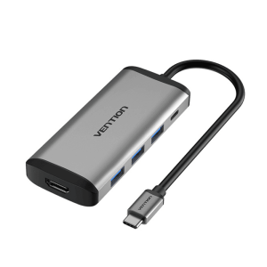 Vention USB-C Multi-Functional 5 in 1 Docking Station-Type C to HDMI,USB 3.0(3 ports), PD docking station-CNBHB