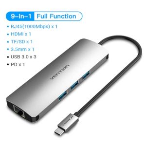 Vention USB-C Multi-Functional 9-in-1 Docking Station VEN THAHB